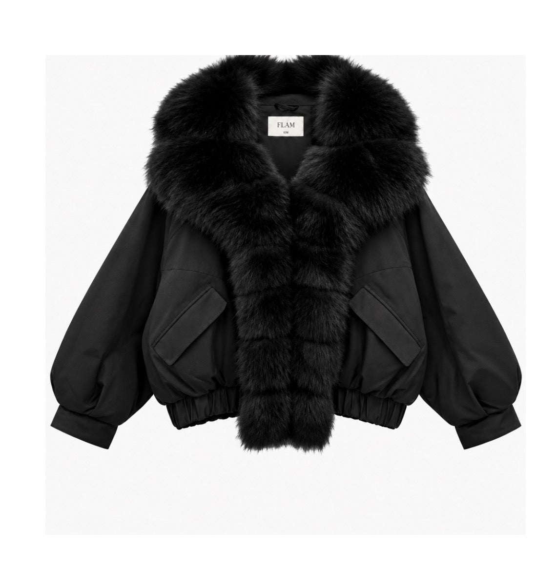 Blouson noir MARION capuche fausse fourrure