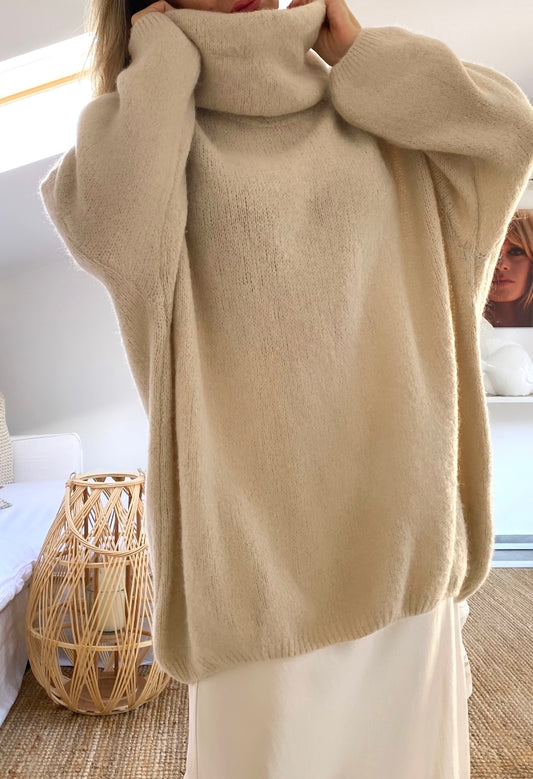 Pull long beige oversize KIMY