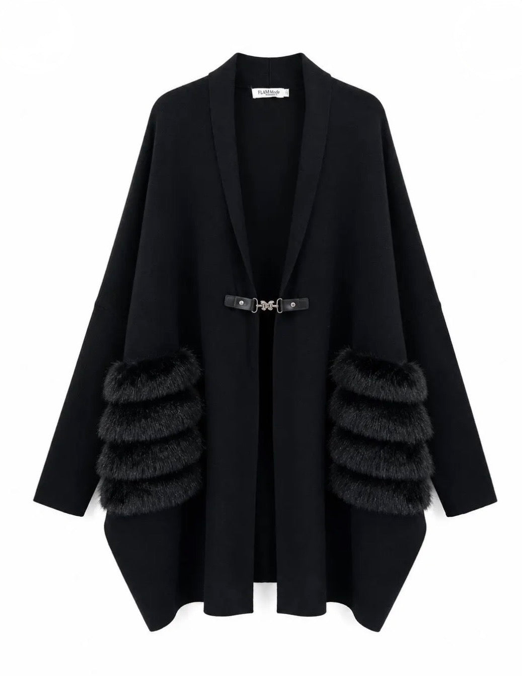 Gilet Oversize Poches Fausse Fourrure HÉLÈNE