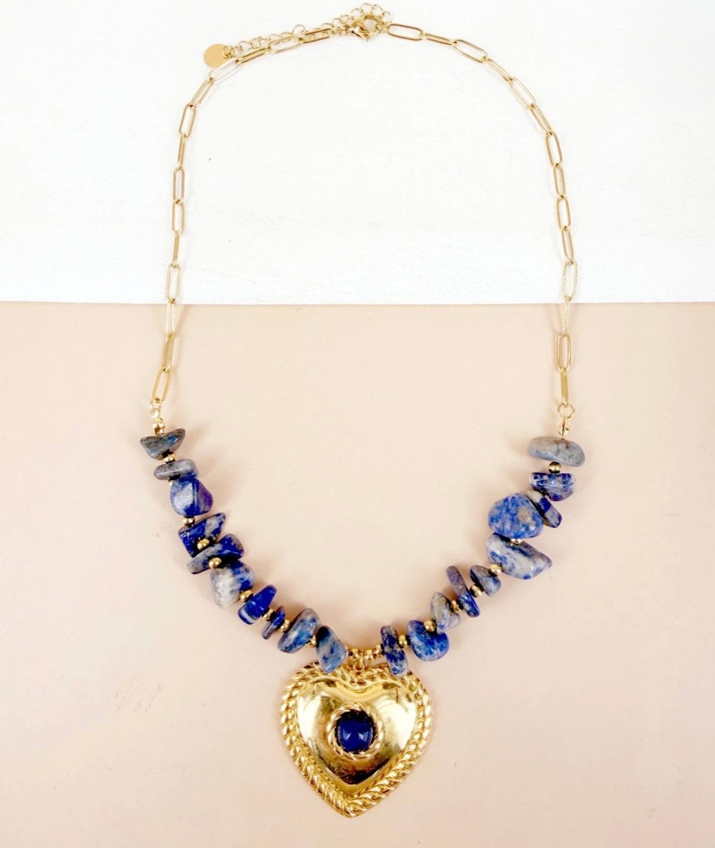 Collier Cœur Azucena | Pierres Bleues Style Mille et Une Nuits✨