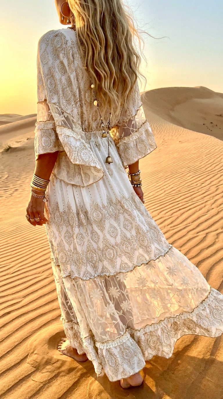 Robe Longue Bohème Gipsy | Broderies & Pompons Boho