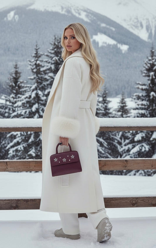 Manteau NINA – Laine & Cachemire, Poignets Fourrure