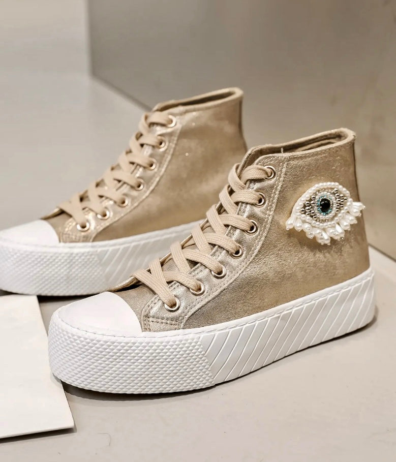 MIRO gold high-top sneakers