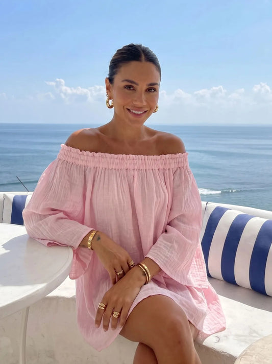 Blouse Bustier NAIA Blanc – Top Bohème Chic Coton | Resort Été