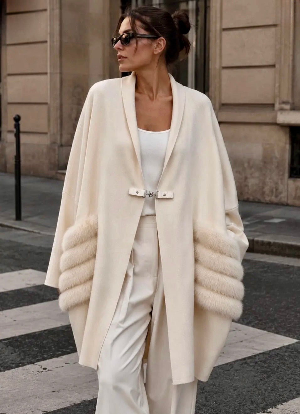 Gilet Oversize Poches Fausse Fourrure HÉLÈNE