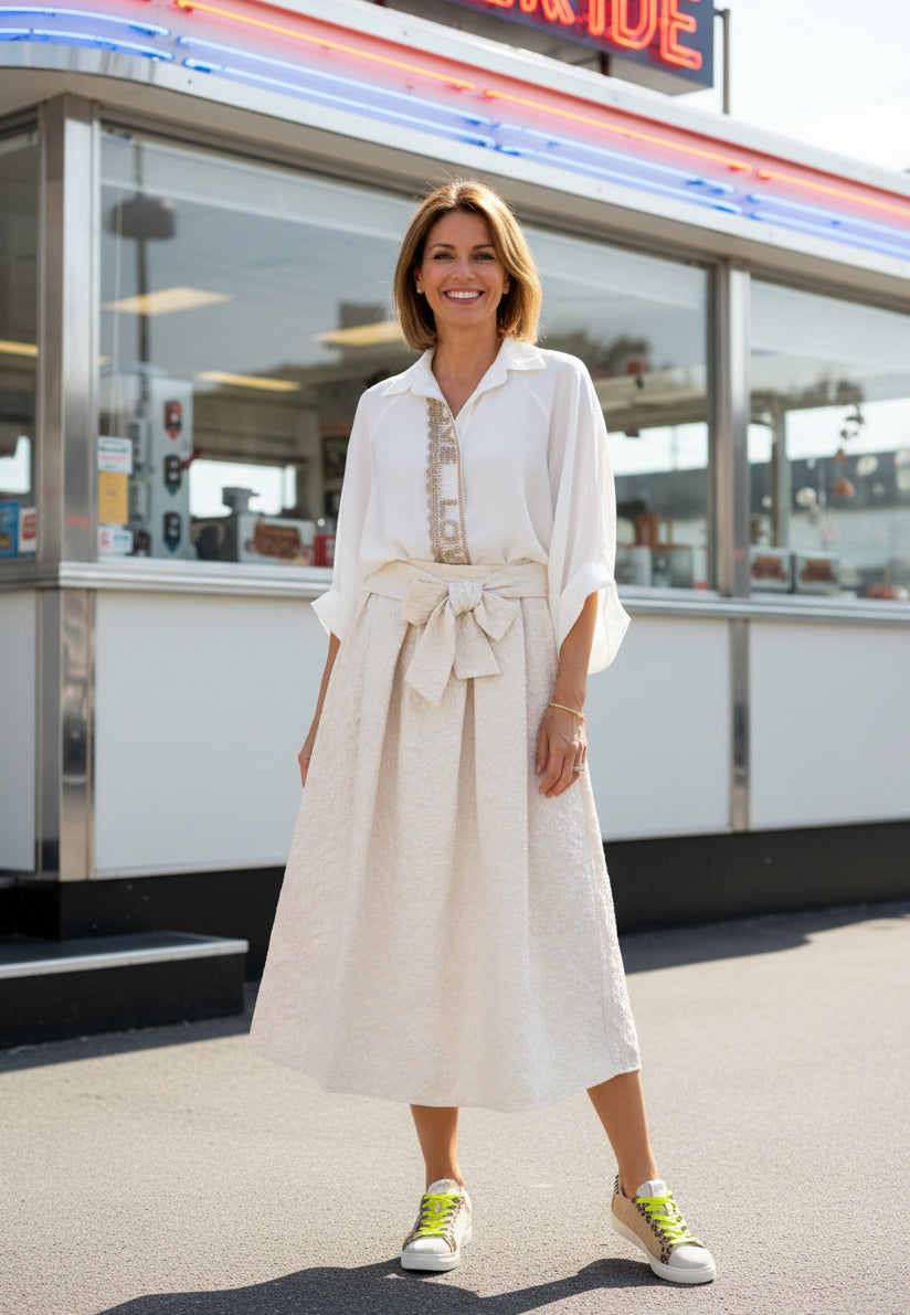 Jupe évasée dentelle DRAGÉE