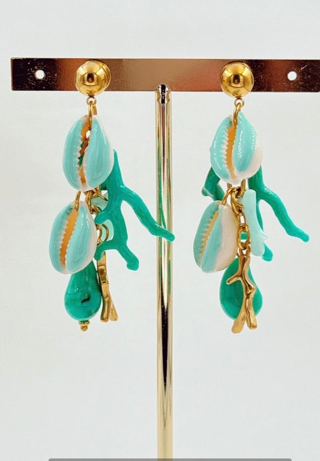 Boucles d’oreilles coquillages Aqua SÉVILLE