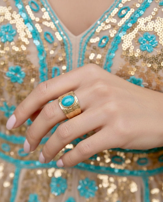Bague Or & Turquoise SALAMA | Style Gypsy Bohème