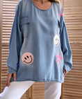 Load image into Gallery viewer, LOULOU smiley denim blouse
