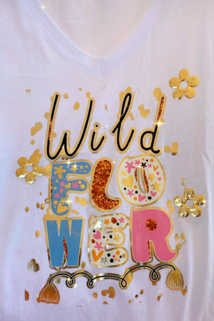 Tee-shirt blanc et print WILDY paillettes