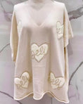 Load image into Gallery viewer, Thin ecru viscose sweater with hearts JESSY
