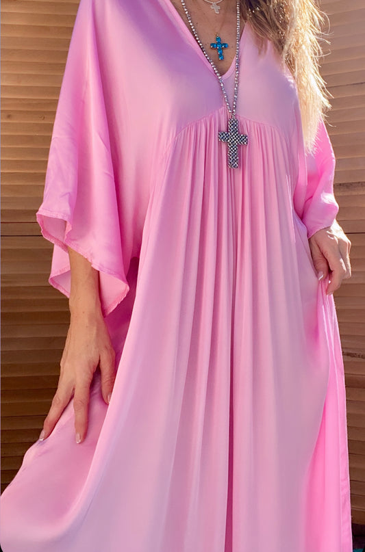 Robe soie rose PRASLIN