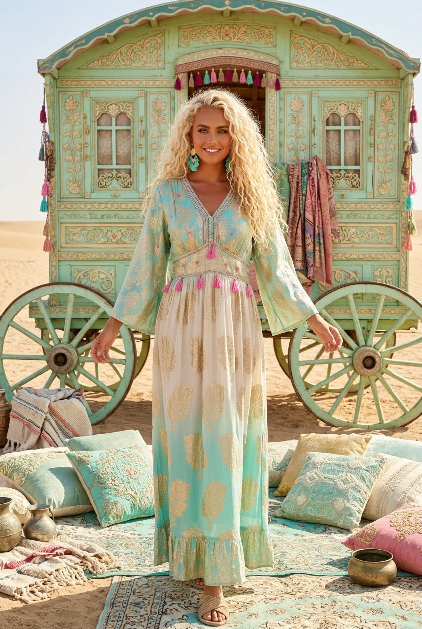 Robe Longue Lamé ORIANA ✨ Robe Princesse Mille et Une Nuits