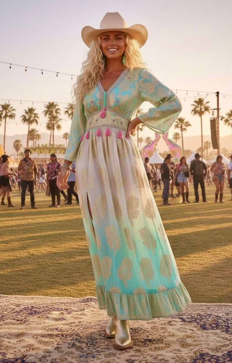 Robe Longue Lamé ORIANA ✨ Robe Princesse Mille et Une Nuits