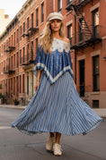 Cargar la imagen en la vista de la galería, Jupe Perry 🇺🇸 Viscose Rayée Bleu Denim
