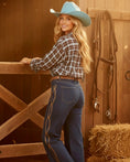 Charger l'image dans la visionneuse de la galerie, Jean Taille Haute Brodé & Ceinture Cuir BRADLEY – Boho Country Chic
