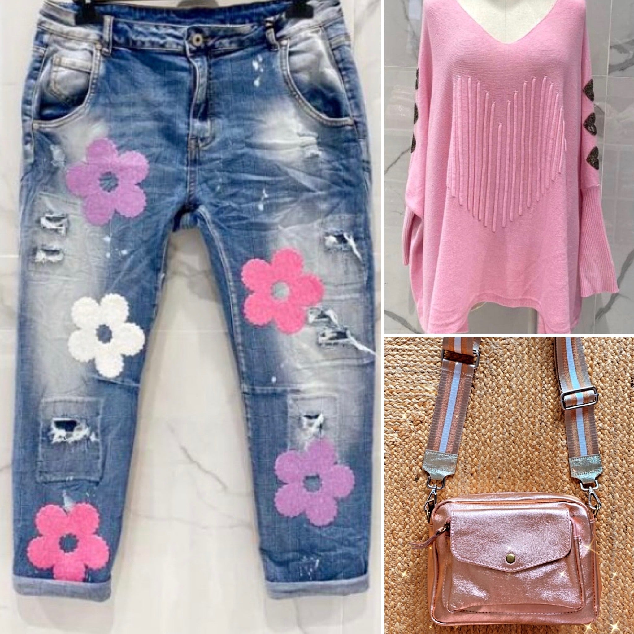 Jean fleurs used MARGOT rose/violet