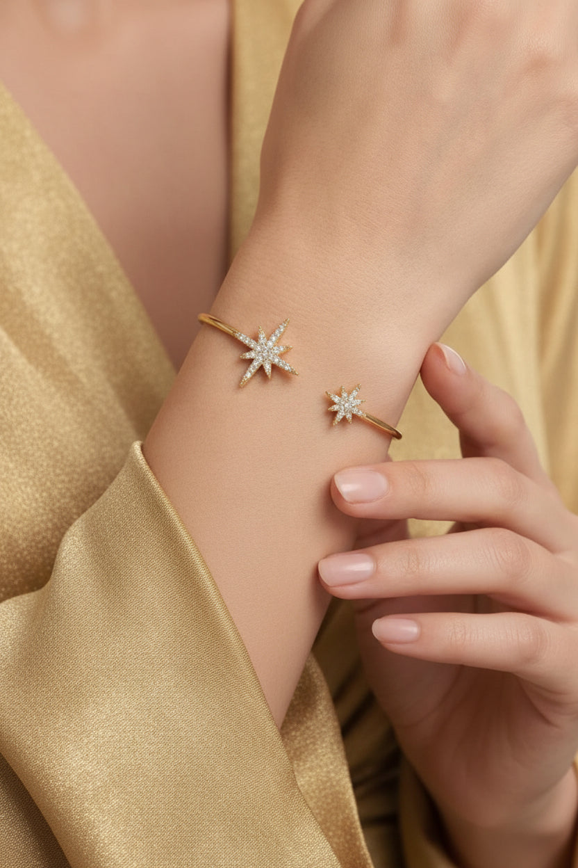 Bracelet jonc fin or étoiles FILANTES💫⭐️✨