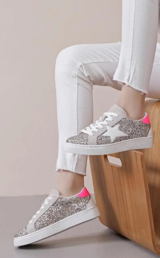 Baskets étoile et paillettes argentées ANGELA