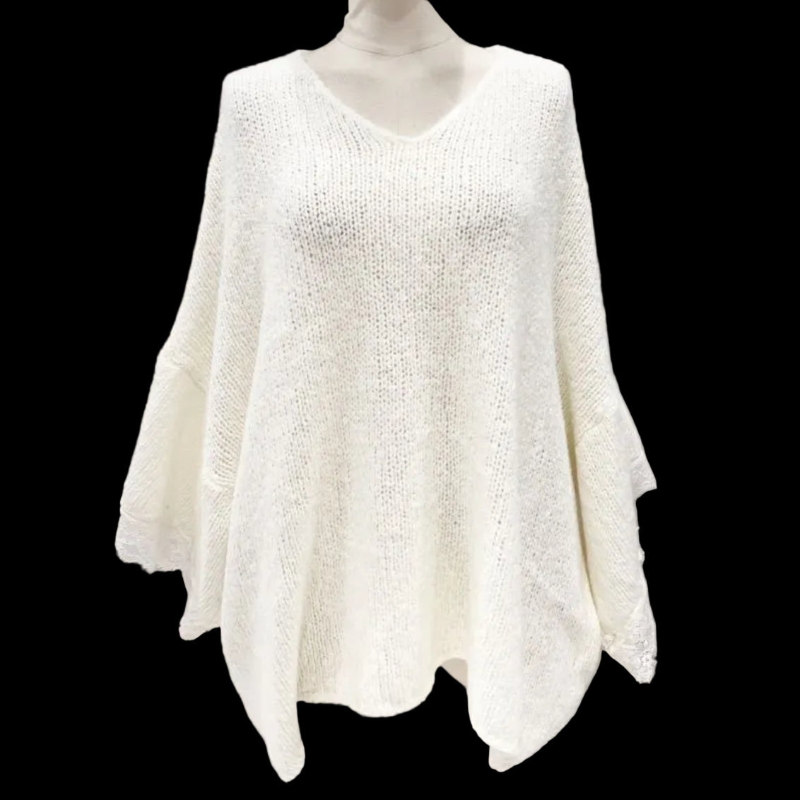Pull maille laine et dentelle COCOONING