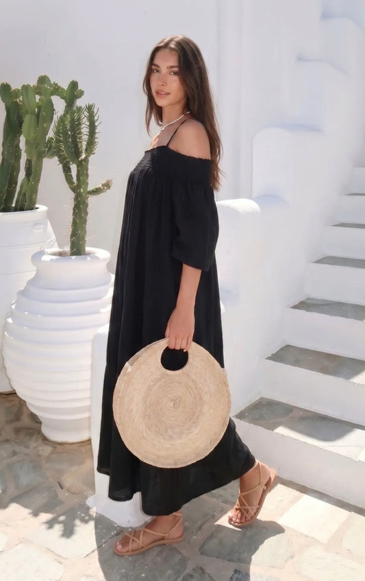 Robe Épaules Dénudées ISABELLA – gaze de Coton Italien | Taille Unique