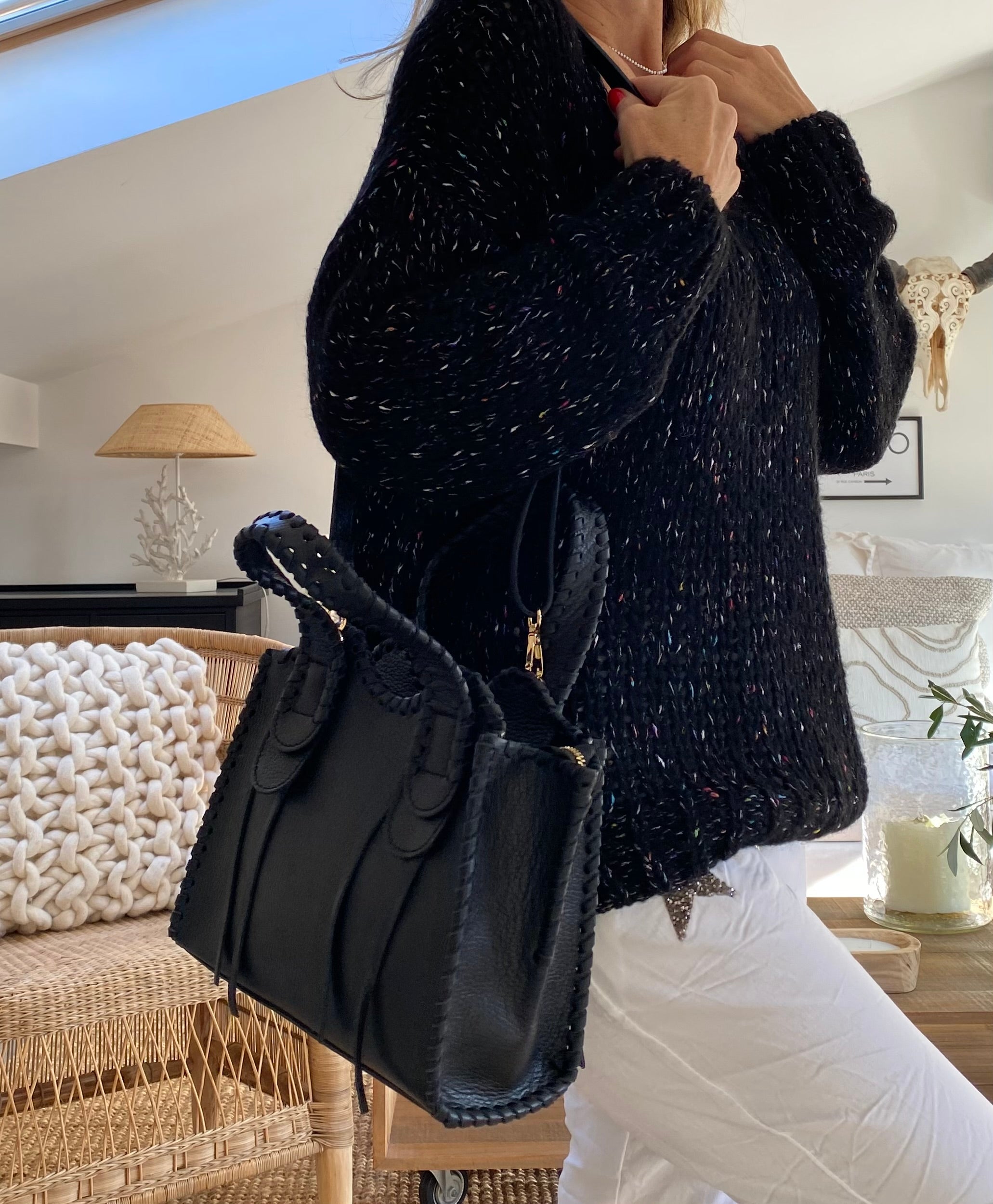 SIMONE black leather bag