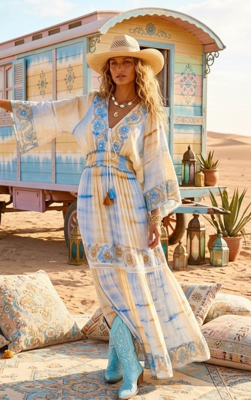✨ Robe Longue Tie and Dye Bohème JASMINE sequins 💫