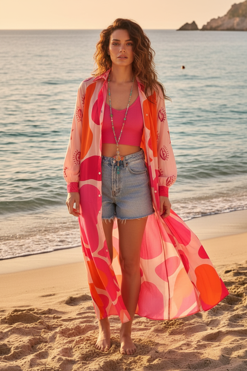 Robe Kimono Longue BALI | Imprimé Bohème Fluide | 100% Viscose