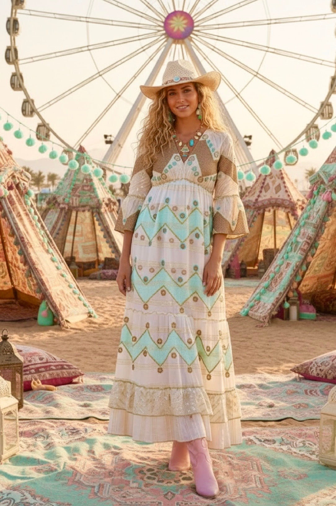 Robe Longue lamé & sequins MANOUSH – Boho chic  🌙