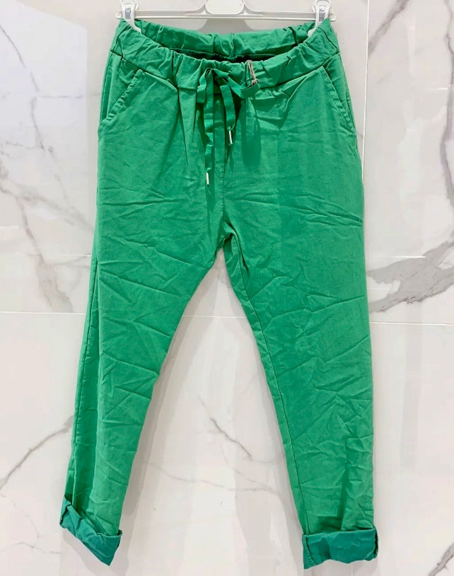 Pantalón de lona liso LÉA menta 2 tallas