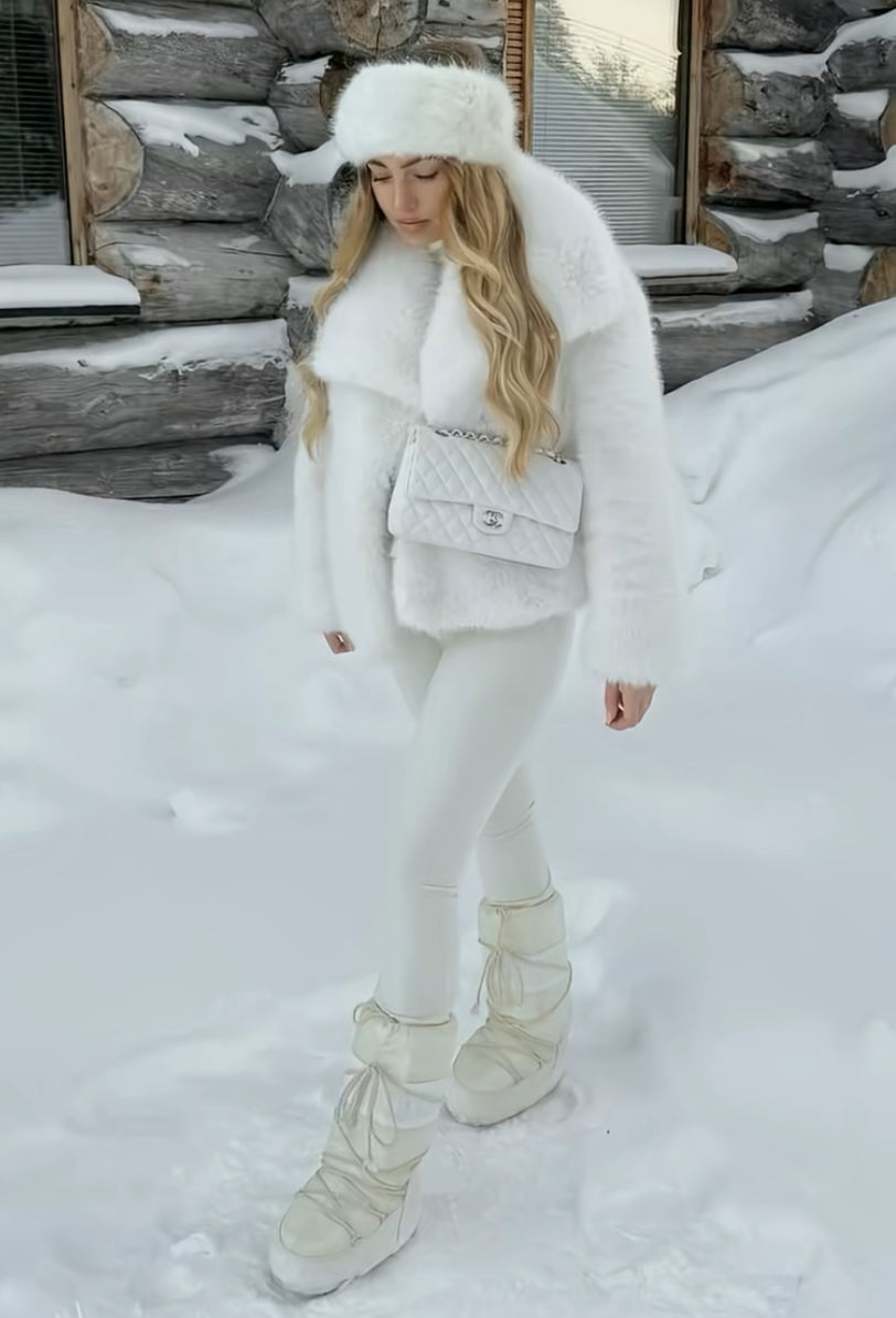 Veste fausse fourrure blanche SNOW