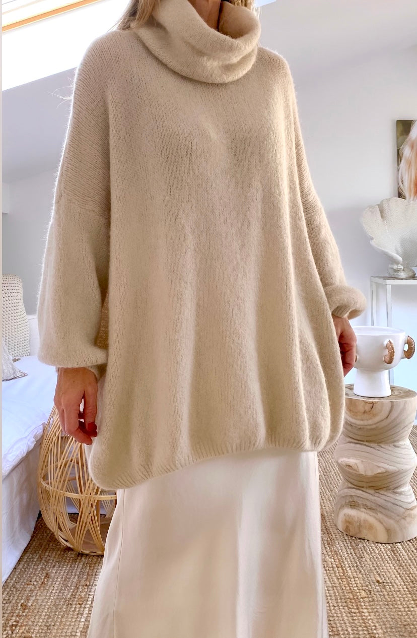 Pull long beige oversize KIMY