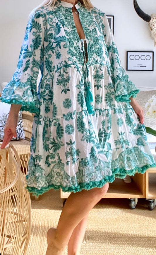 Robe tunique vert d’eau PAPEETE