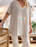 Load image into Gallery viewer, Tee shirt grande taille oeil paillettes RIMINI mariniere
