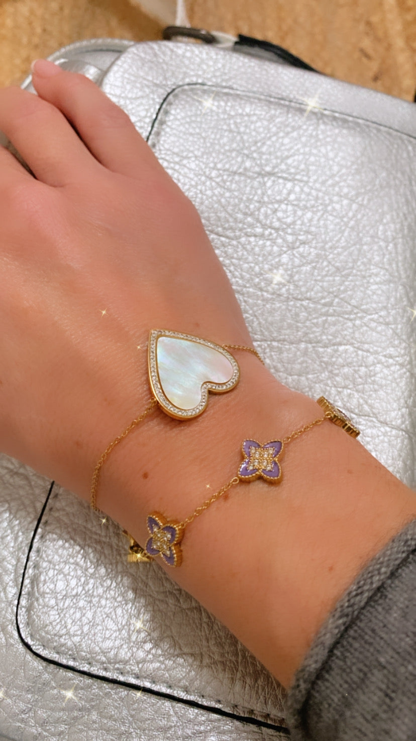 AMOR mother-of-pearl heart bracelet