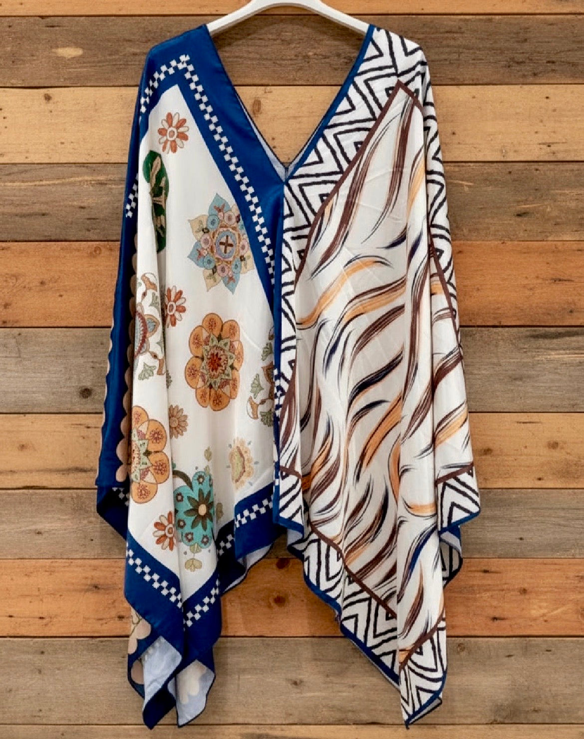 Blouse Poncho Fluide Effet Patchwork WILD – Style Boho Chic🌸