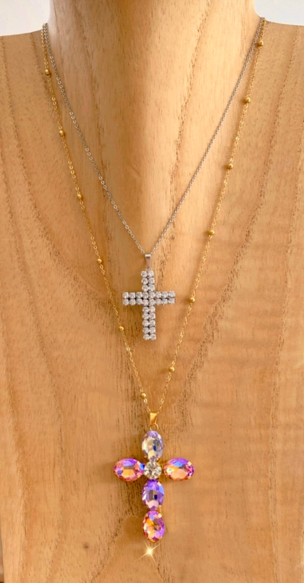 Collier croix brillants JOY