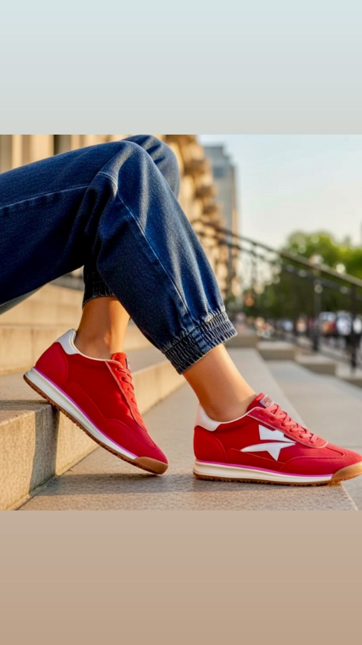 Baskets HUDSON – Sneakers Rouges Étoile Femme Style Rétro♥️