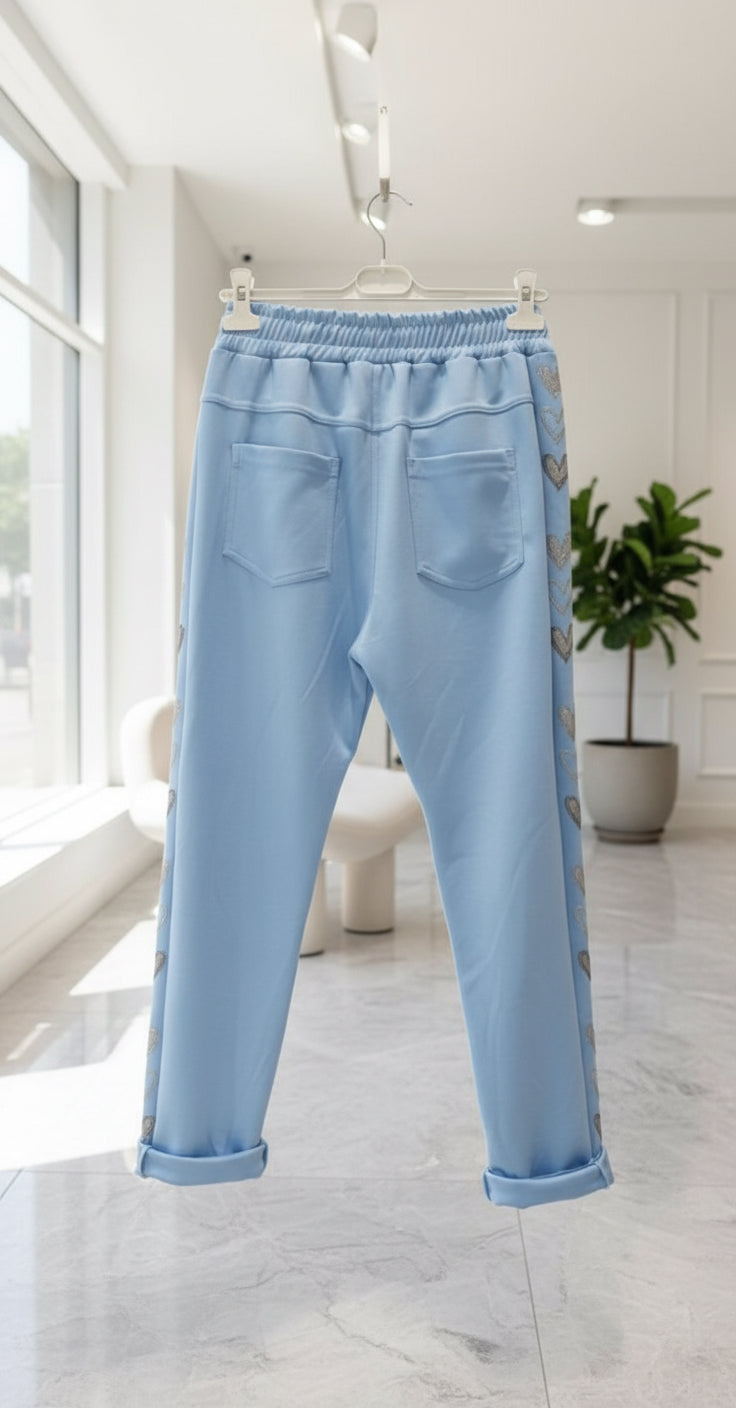 Pantalon SANTA cœurs argentés