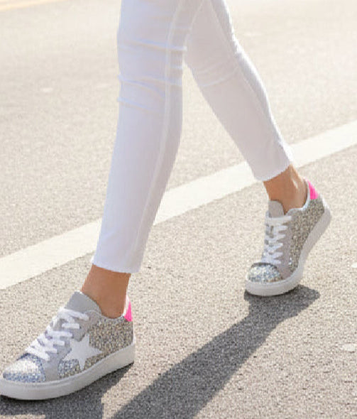 Baskets étoile et paillettes argentées ANGELA