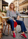 Cargar la imagen en la vista de la galería, Blouse VICTOIRE — Vichy bicolore cœur brodé
