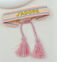 Load image into Gallery viewer, Bracelet Tissu J'ADORE 🩵Pompons Pastel — Ajustable
