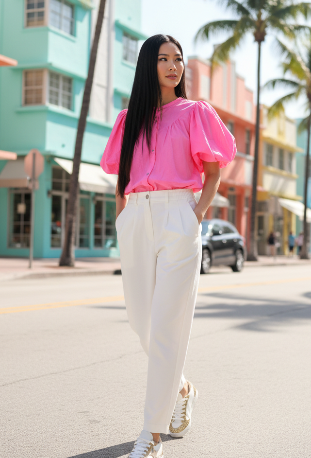 Chemisier rose fluo JEANNE