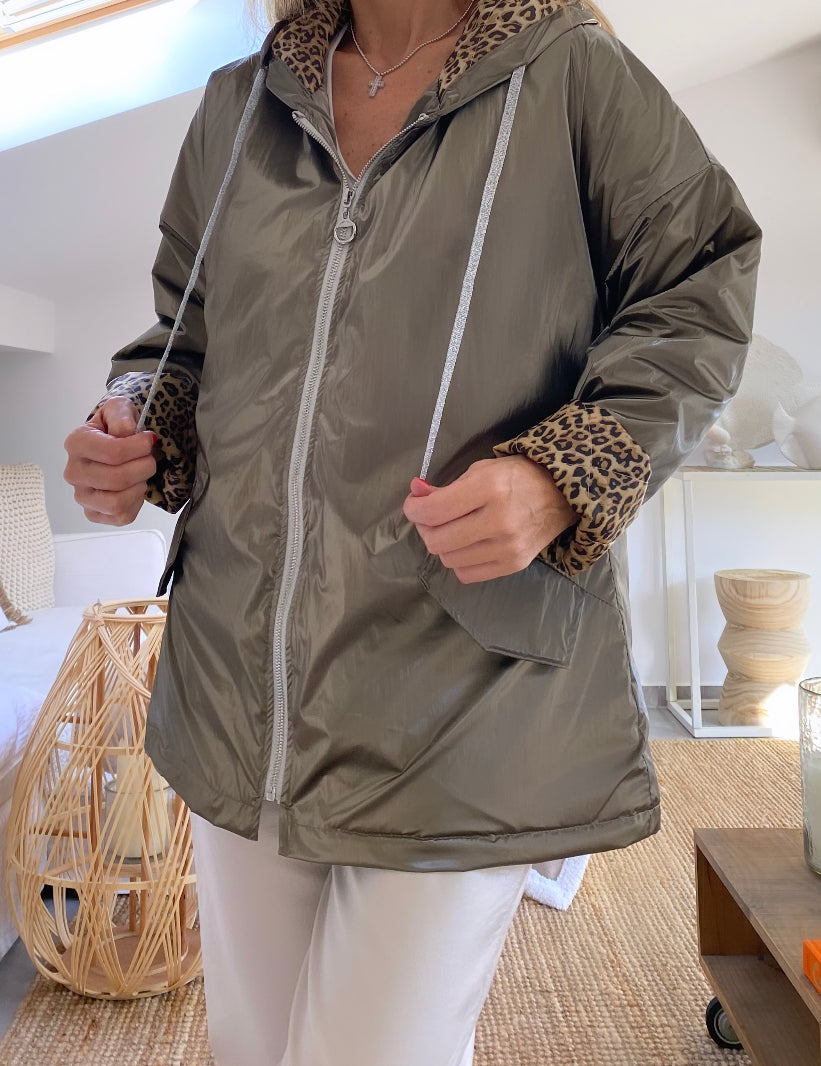 Blouson ciré taupe TAMARA