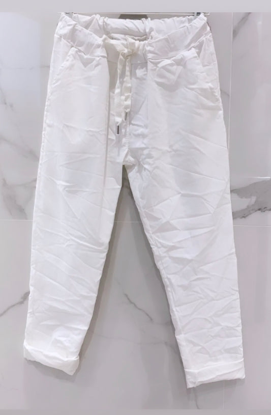 Pantalon blanc toile unie LÉA 2 tailles