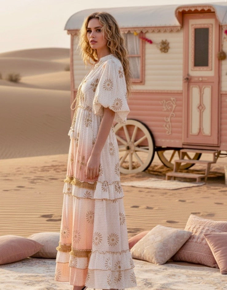 Robe Longue Carmen | Bohème Gipsy Tie & Dye - Perles & Sequins✨🌙 (Copie)