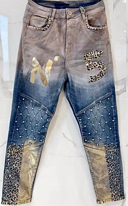 Jean bleu used N5 strass