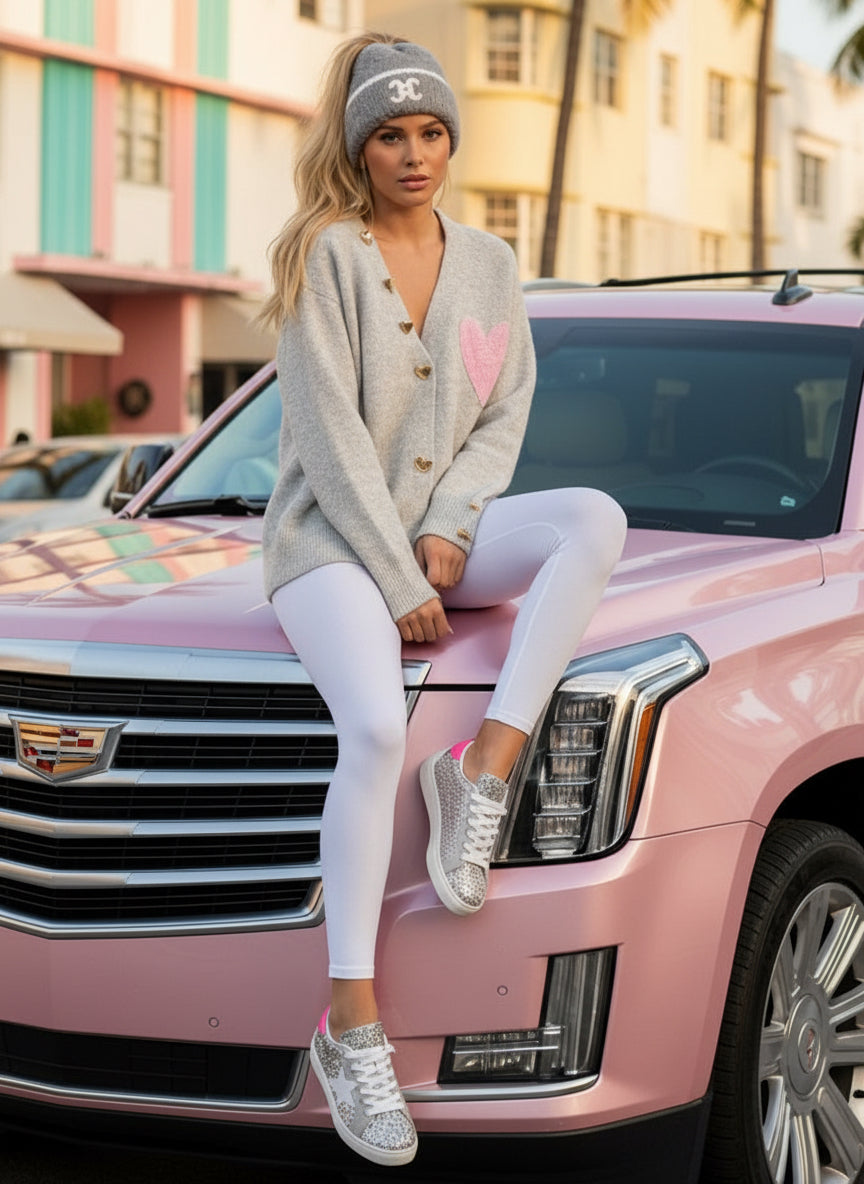 Gilet laine avec cœur brodé BELLA