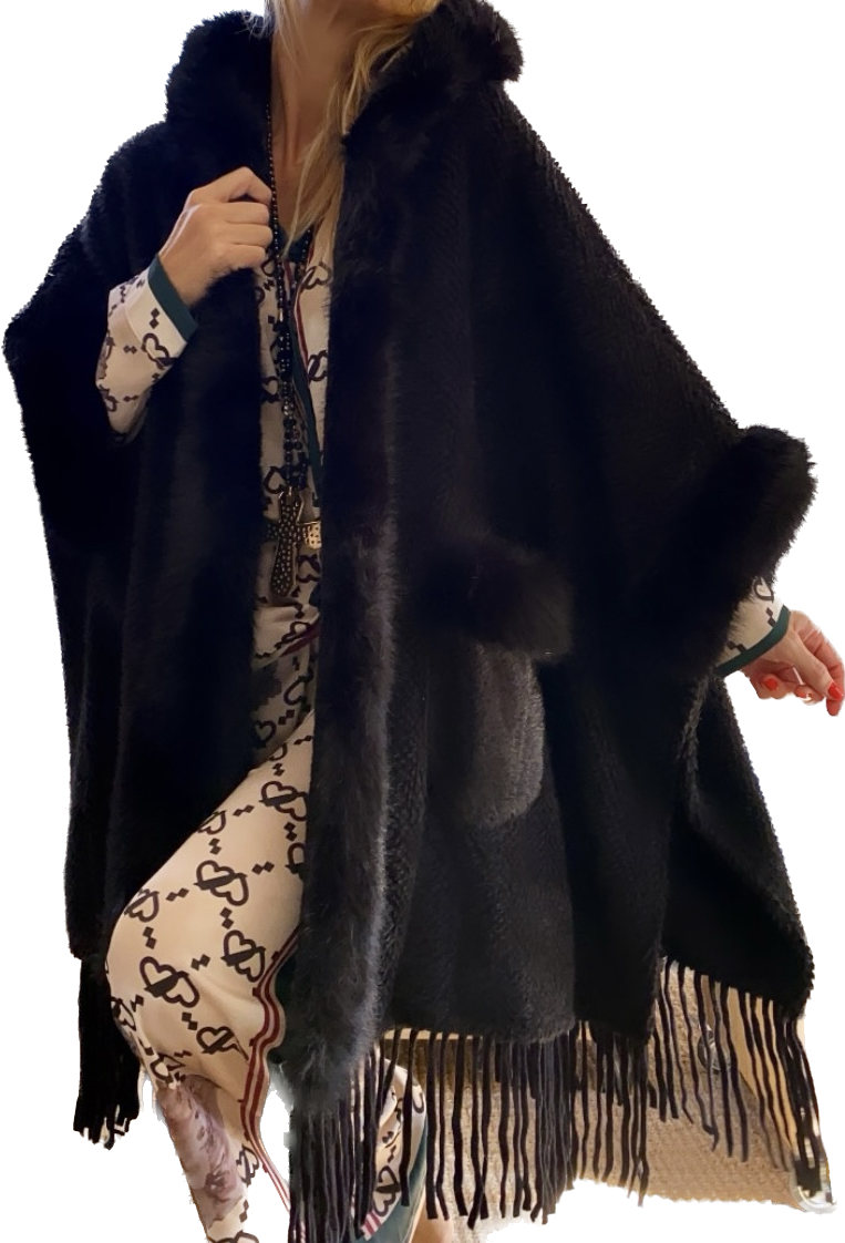 Cape poncho effet fourrure KARL