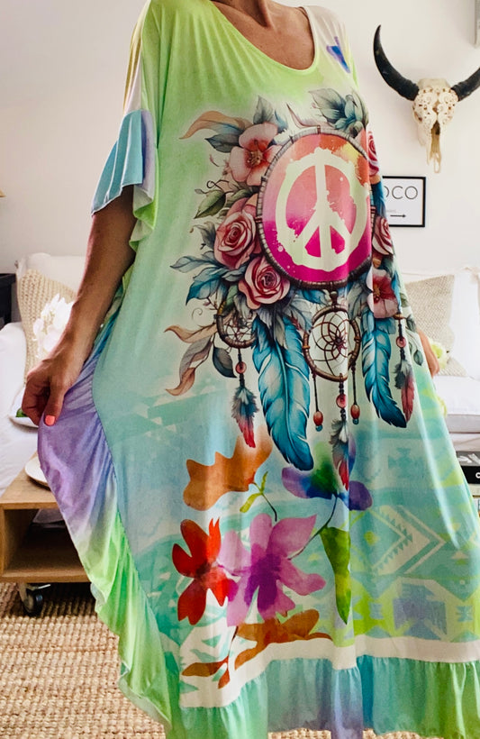 Robe longue ample PEACE multicolore